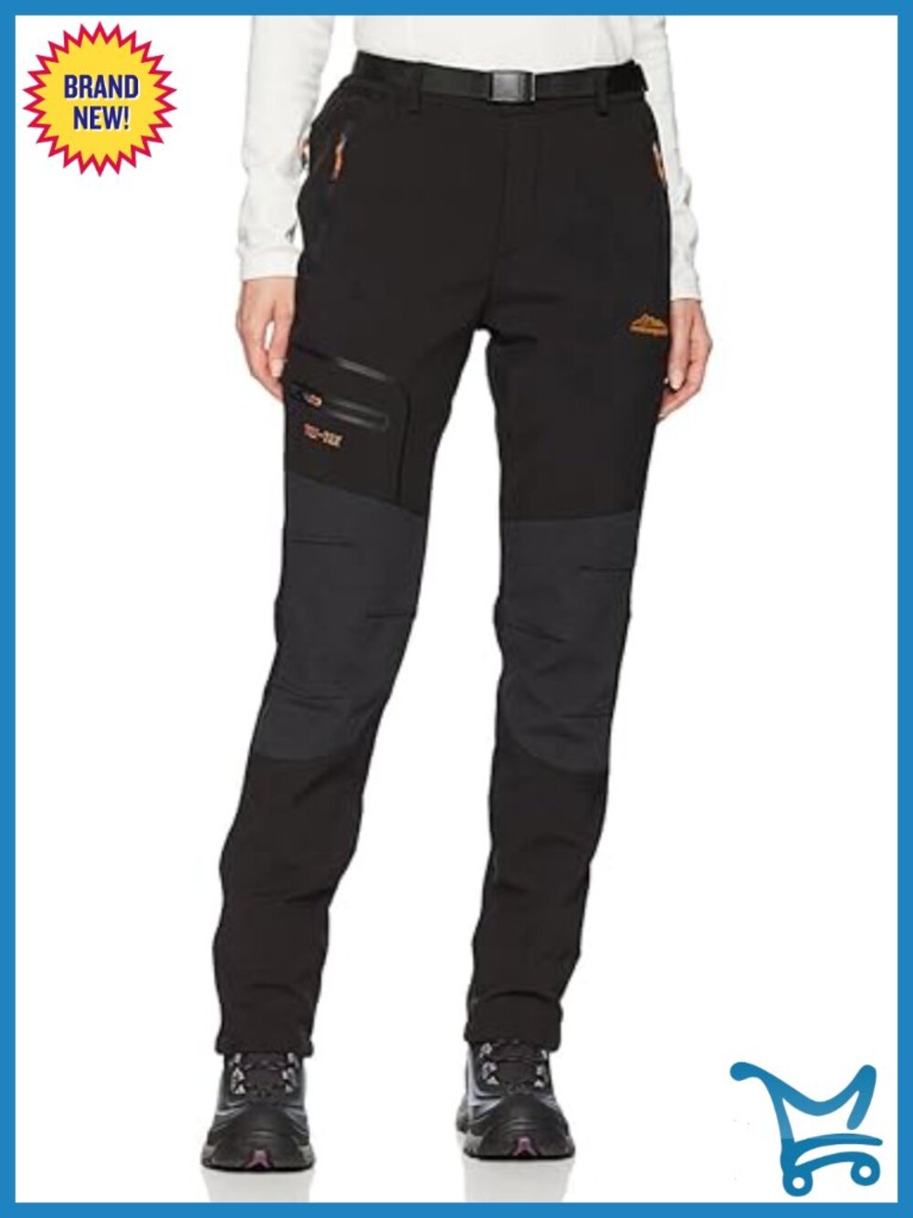 Women's Waterproof Ski Hiking Pants Fleece Lined Cargo Slim Fit